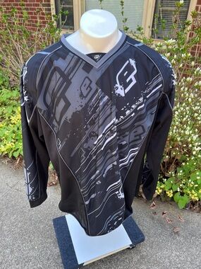 Black & Gray Graphic Motocross Jersey